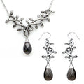 Grapevine Necklace And Earrings Set With Dark Teardrops