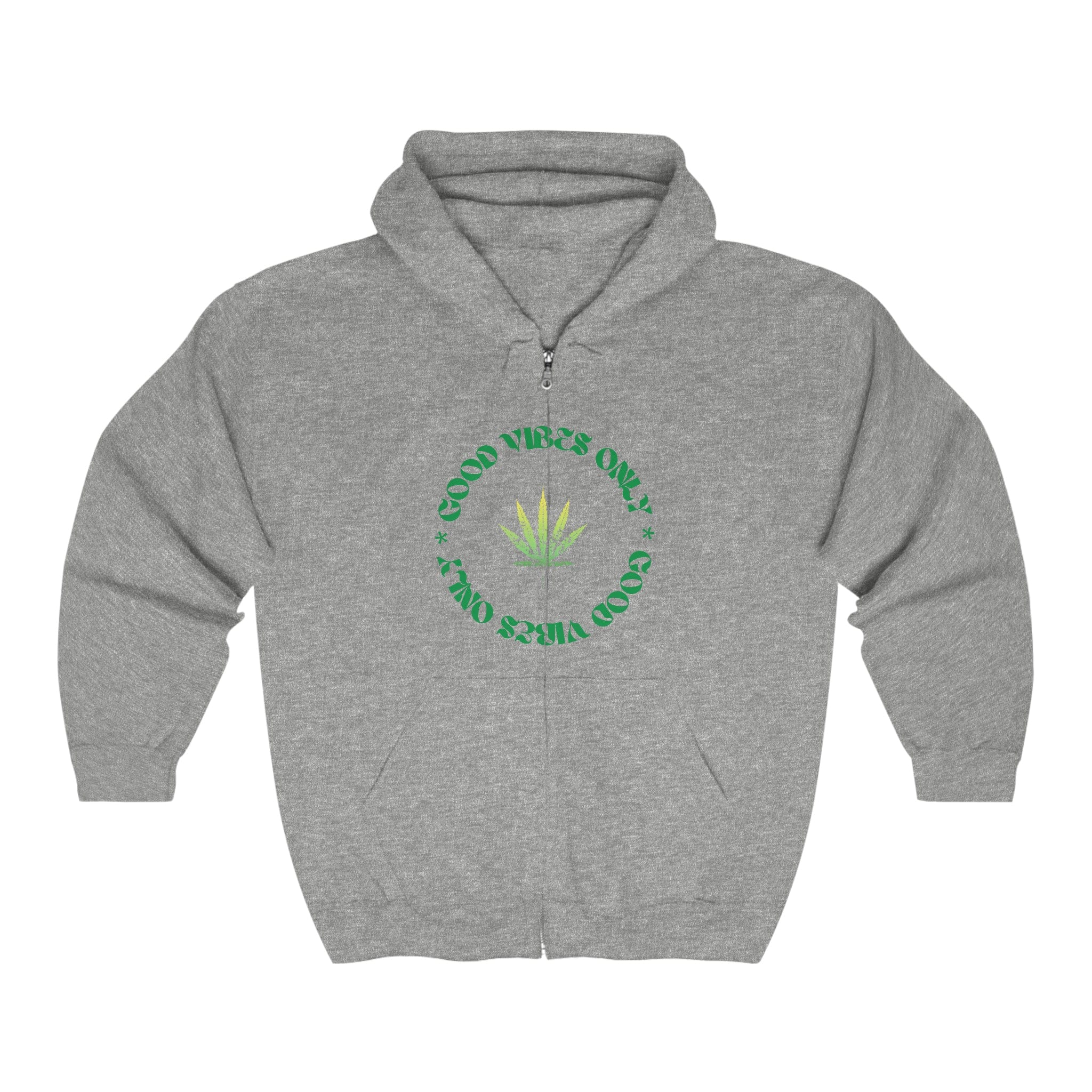 Good Vibes Only Men's Weed Zip Up Hoodie