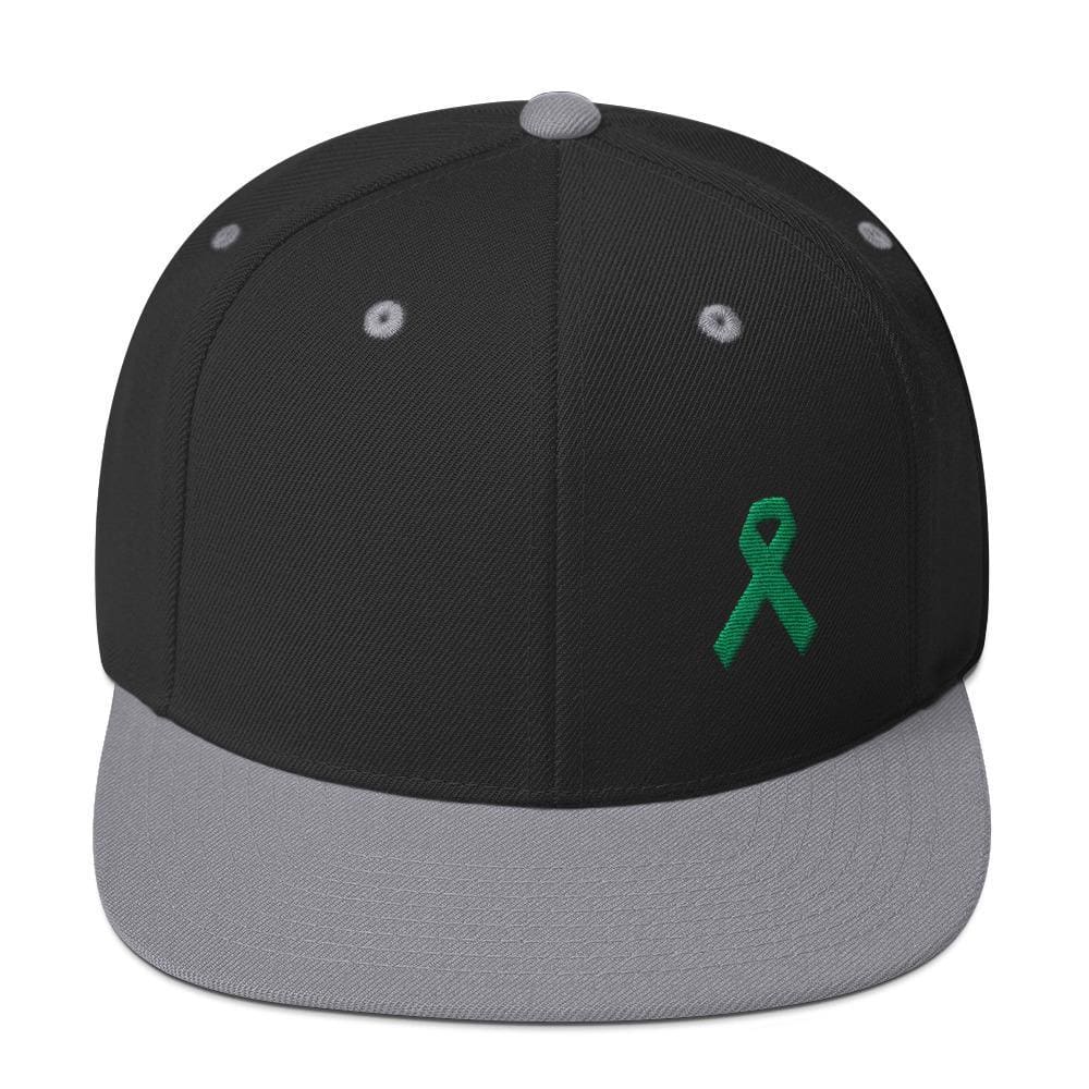 Green Awareness Ribbon Flat Brim Snapback Hat