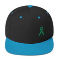 Green Awareness Ribbon Flat Brim Snapback Hat