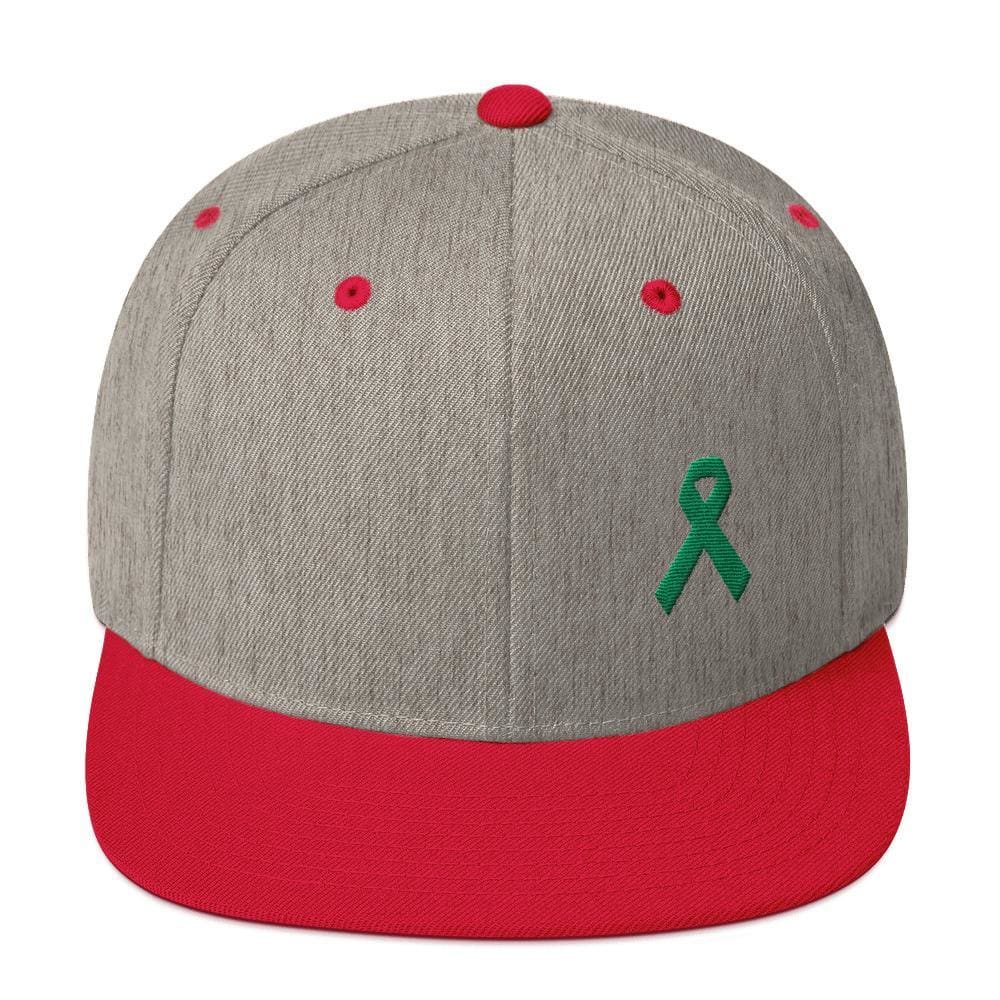 Green Awareness Ribbon Flat Brim Snapback Hat