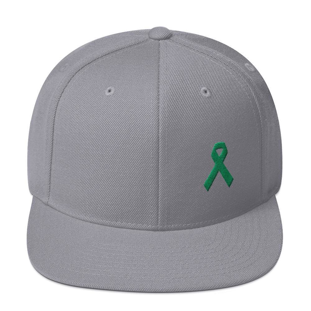 Green Awareness Ribbon Flat Brim Snapback Hat
