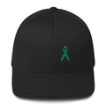 Green Awareness Ribbon Twill Fitted Hat for Gallbladder & Liver Cancer