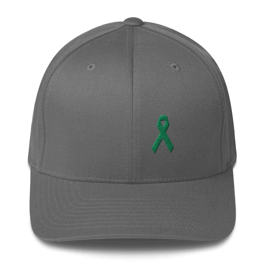 Green Awareness Ribbon Twill Fitted Hat for Gallbladder & Liver Cancer