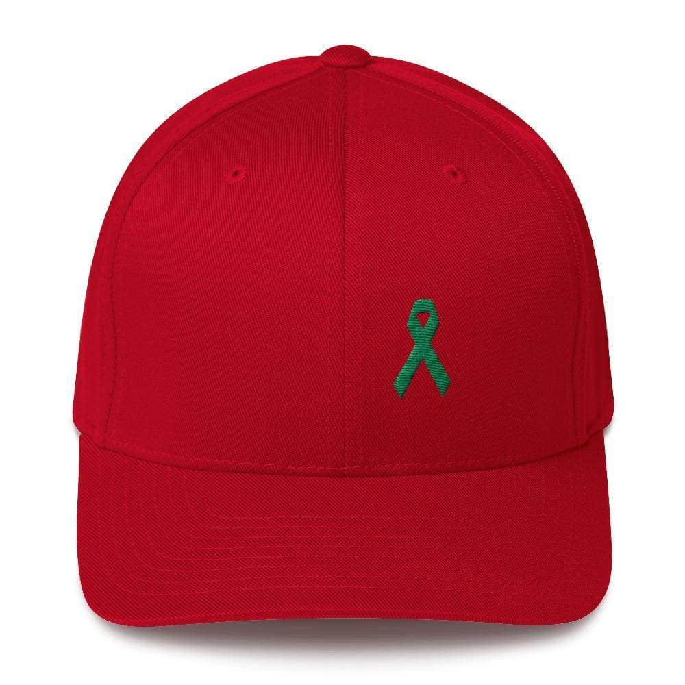 Green Awareness Ribbon Twill Fitted Hat for Gallbladder & Liver Cancer