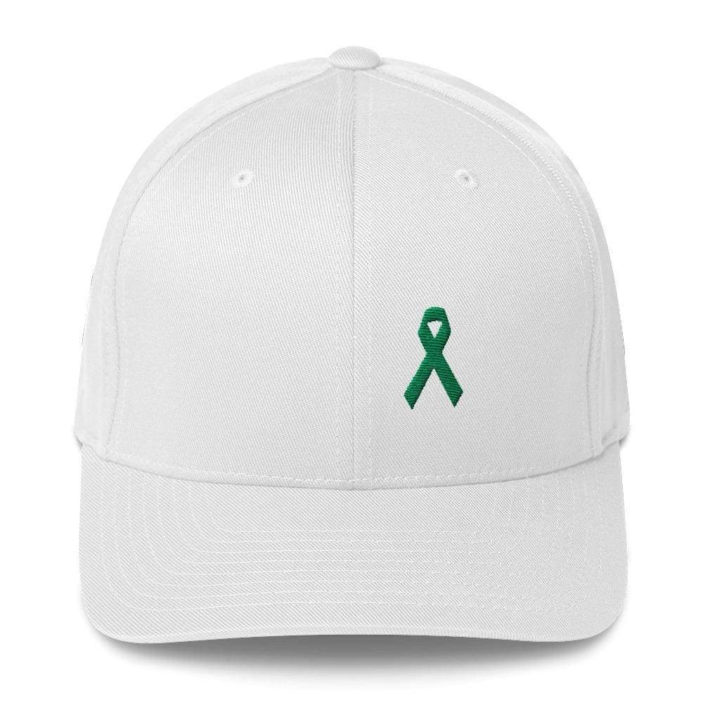 Green Awareness Ribbon Twill Fitted Hat for Gallbladder & Liver Cancer