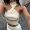 Heartbeat Ribbed Twist Ivory Crop Top