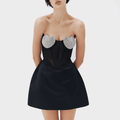 Heartthrob Black Diamond Bustier Mini Dress