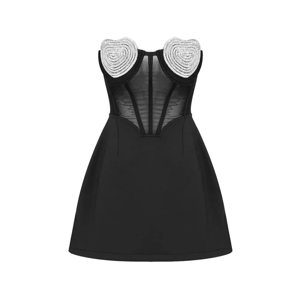 Heartthrob Black Diamond Bustier Mini Dress