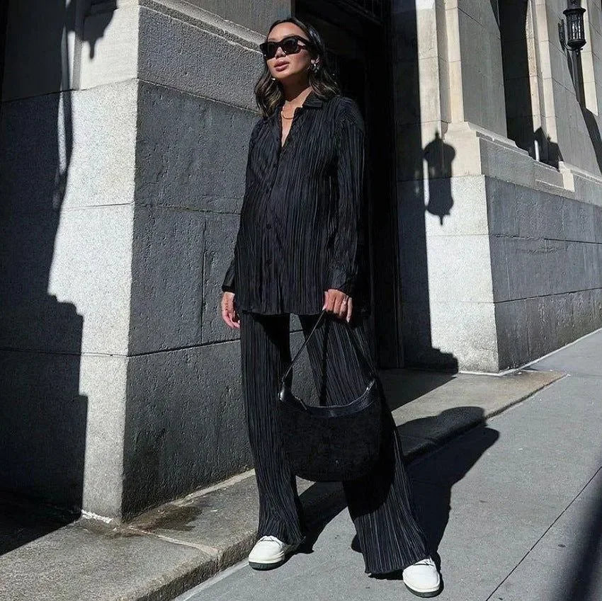 High Street Oversized Black Vintage Two-Piece Set