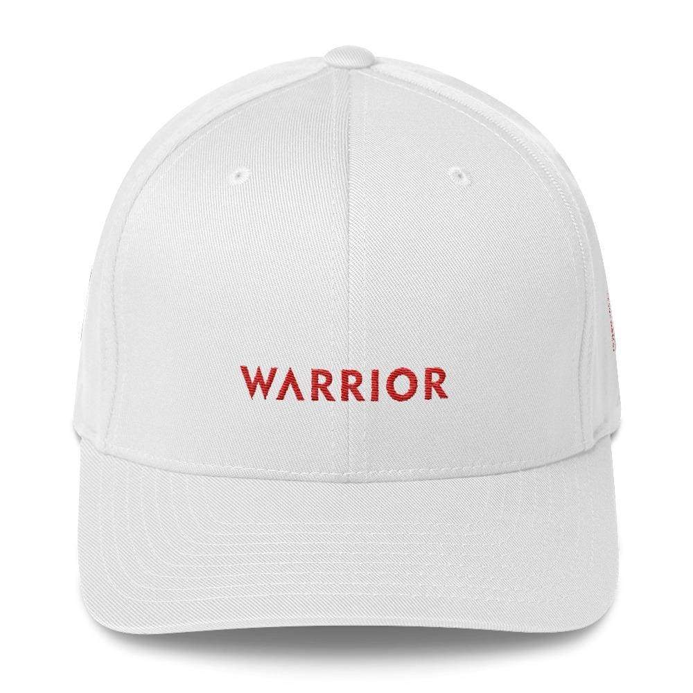 HIV/AIDS or Blood Cancer Awareness Twill Fitted Hat with Red Ribbon and Warrior
