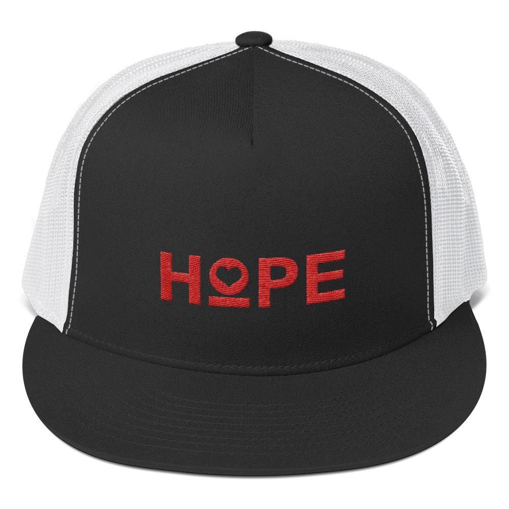 Hope 5-Panel Embroidered Snapback Trucker Hat (Red)