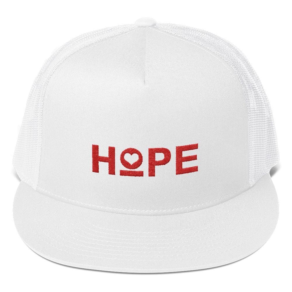 Hope 5-Panel Embroidered Snapback Trucker Hat (Red)