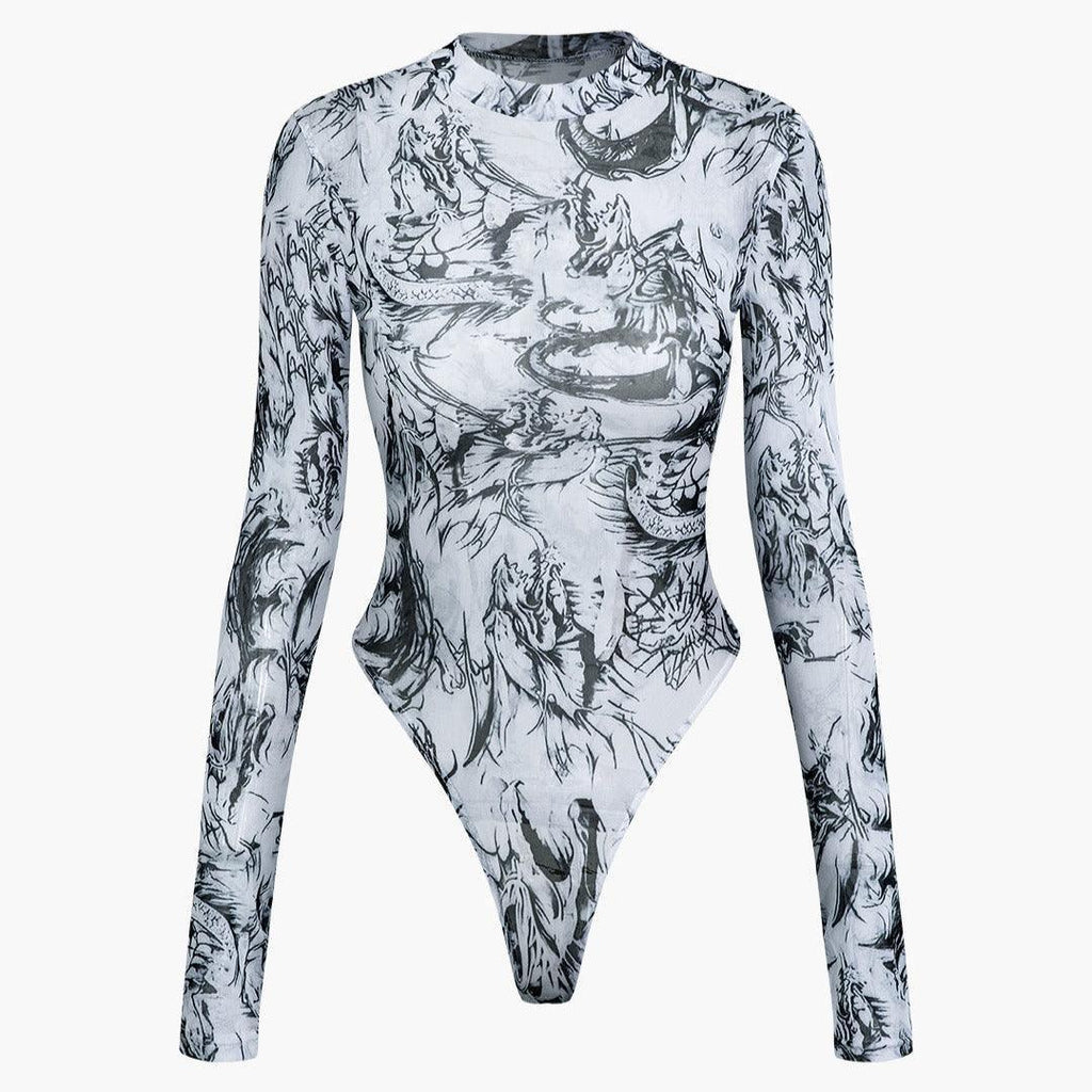 I'm The One Mesh Black & White Bodysuit