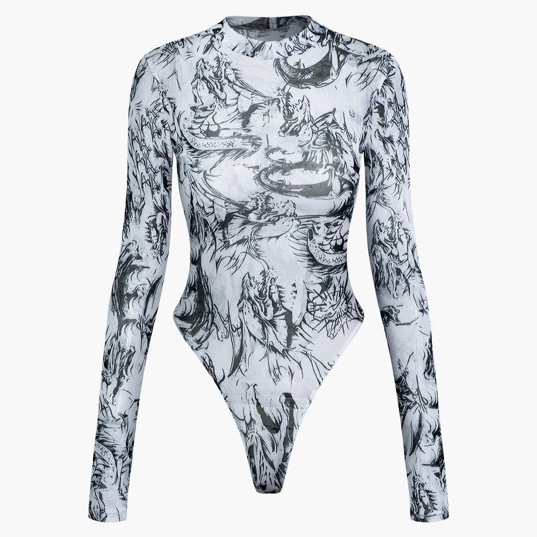 I'm The One Mesh Black & White Bodysuit
