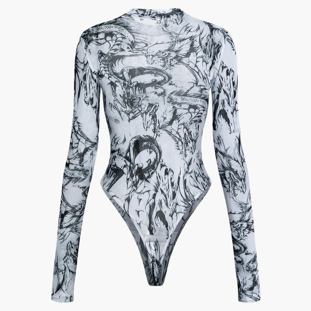 I'm The One Mesh Black & White Bodysuit