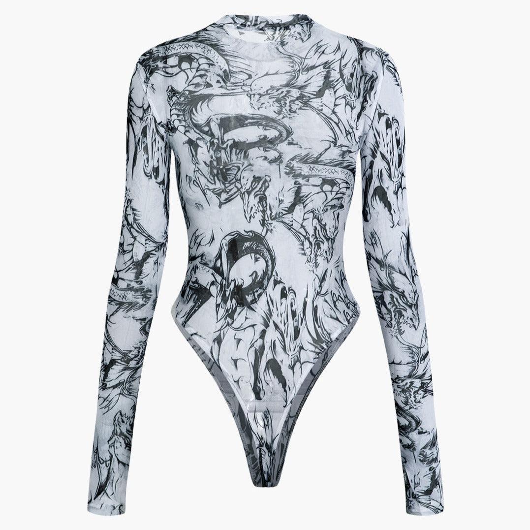 I'm The One Mesh Black & White Bodysuit