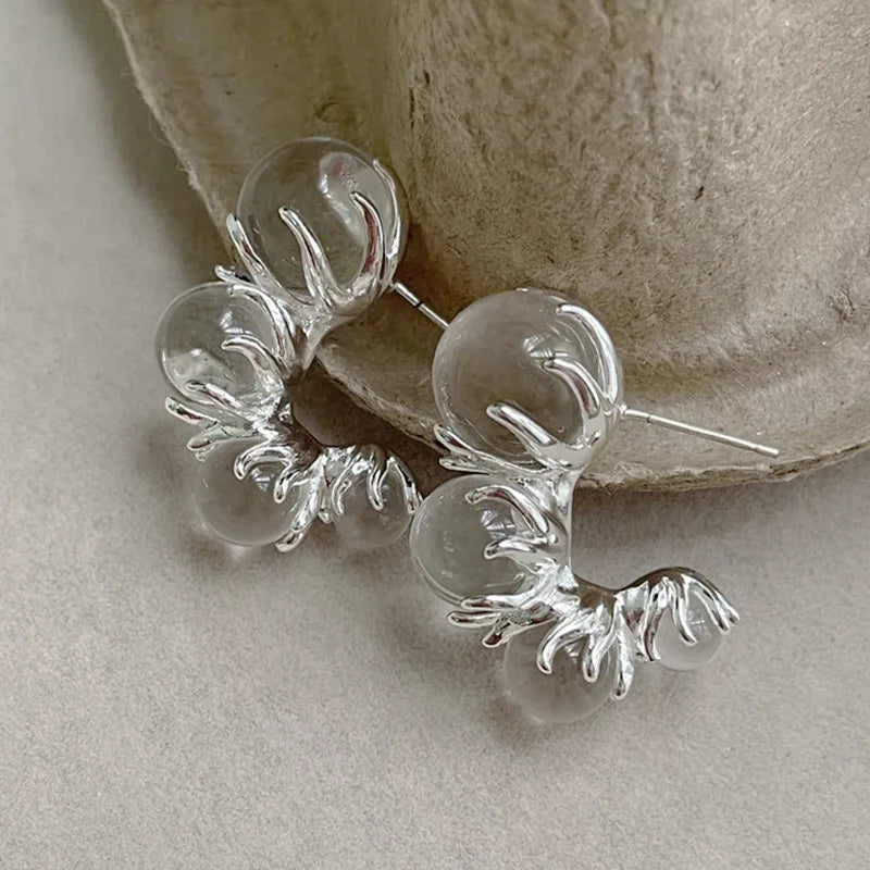 Ice Bloom Transparent Bead Earrings