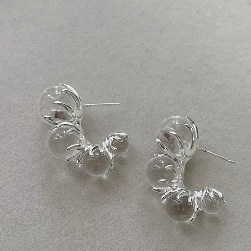 Ice Bloom Transparent Bead Earrings