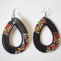 Maasai traditional African Beaded Hoop Earring black African earrings