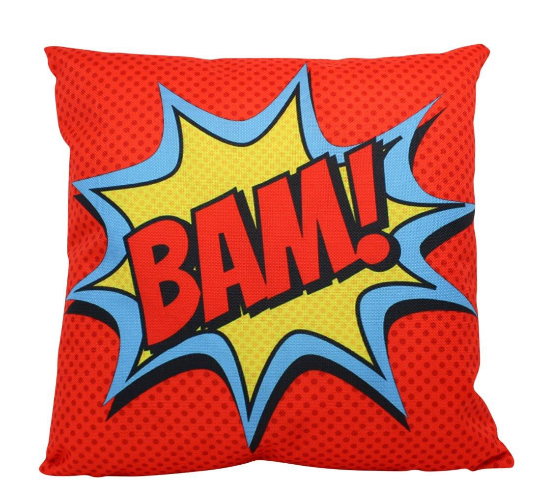 BAM | Red |  Anime | Fun Gifts | Pillow Cover | Home Decor | Throw