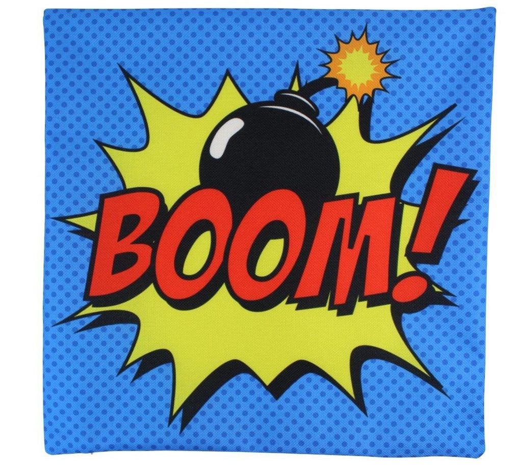 BOOM | Red |  Anime | Fun Gifts | Pillow Cover | Home Decor | Throw