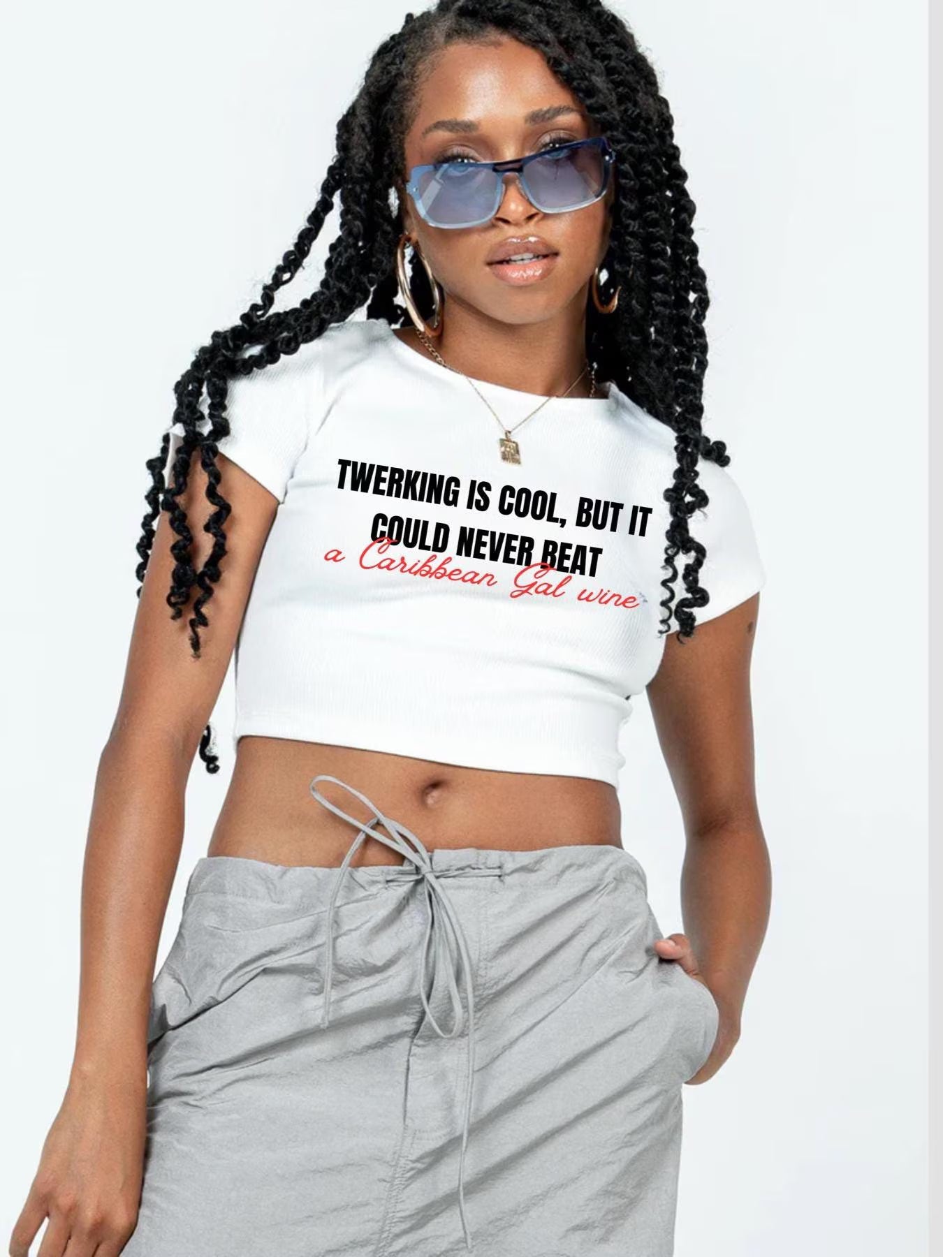 Caribbean Gal Wine Crop Baby Tee
