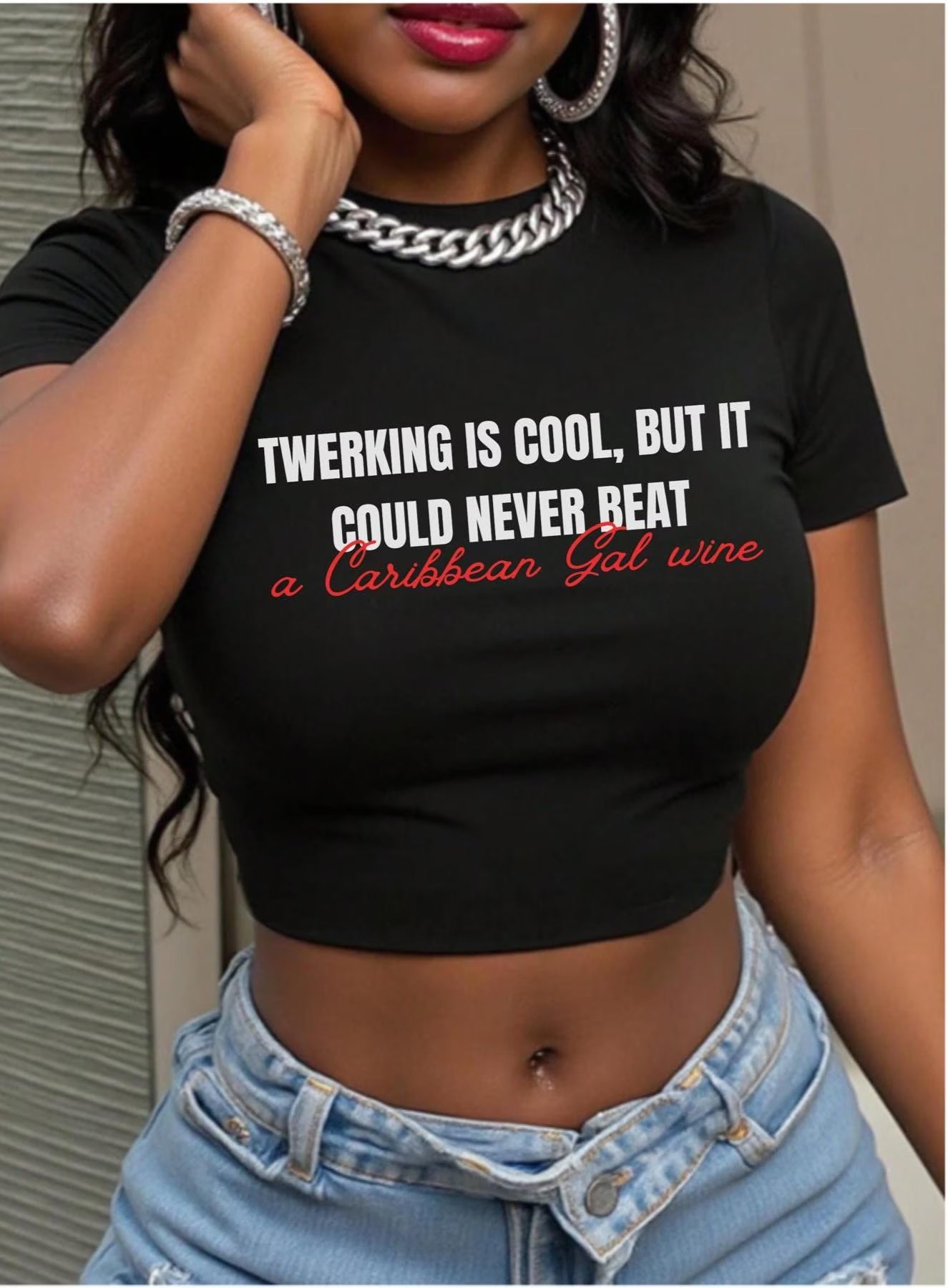 Caribbean Gal Wine Crop Baby Tee
