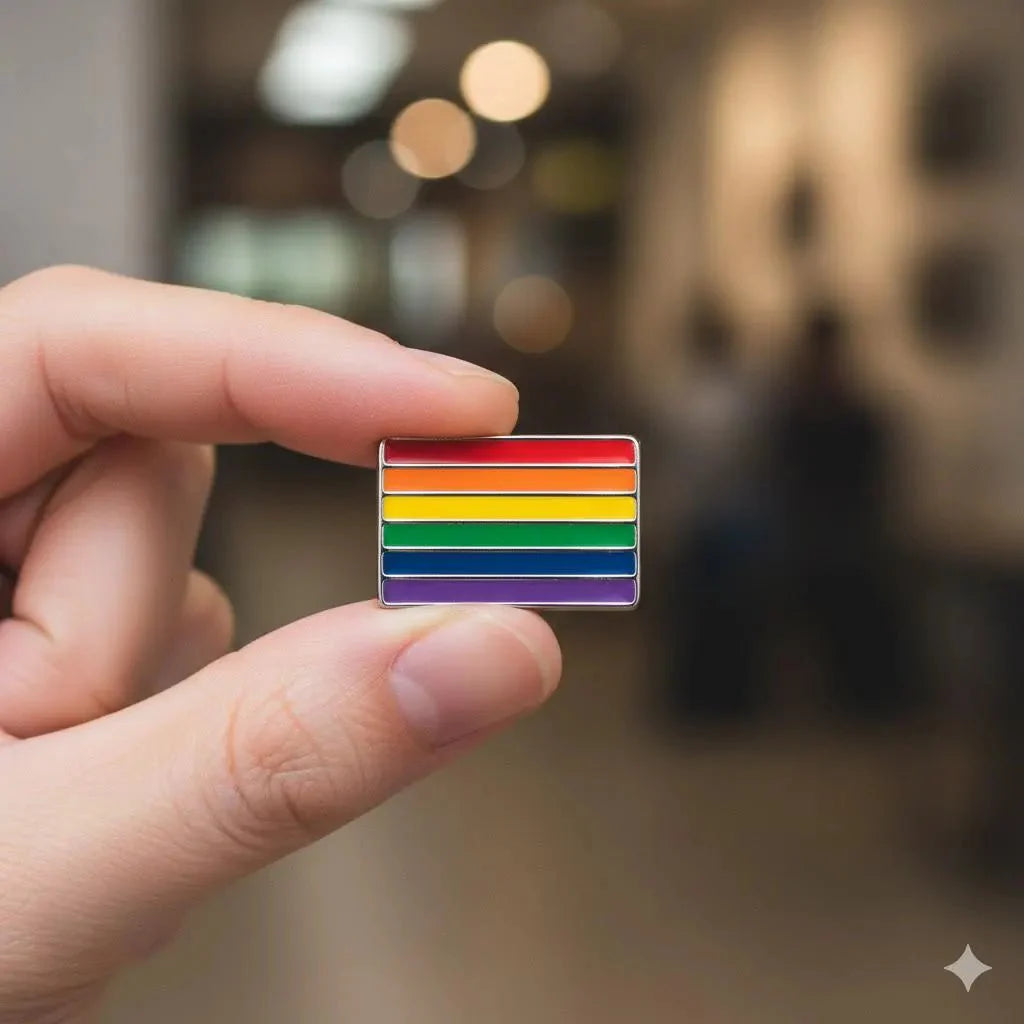 Rectangle Rainbow Pride Flag Pins