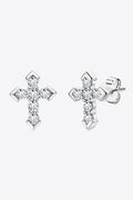 Sparkala™ Cross Stud Earrings (Platinum-Plated Fine Silver)