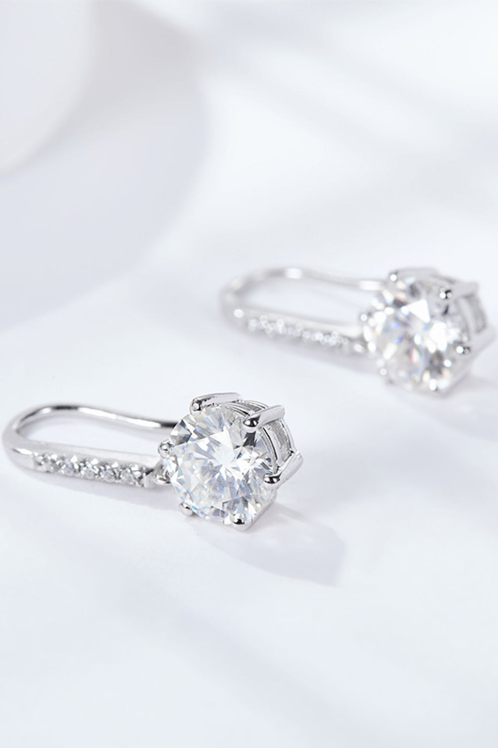 6-Prong Sparkala™ Drop Earrings (Platinum-Plated Fine Silver)