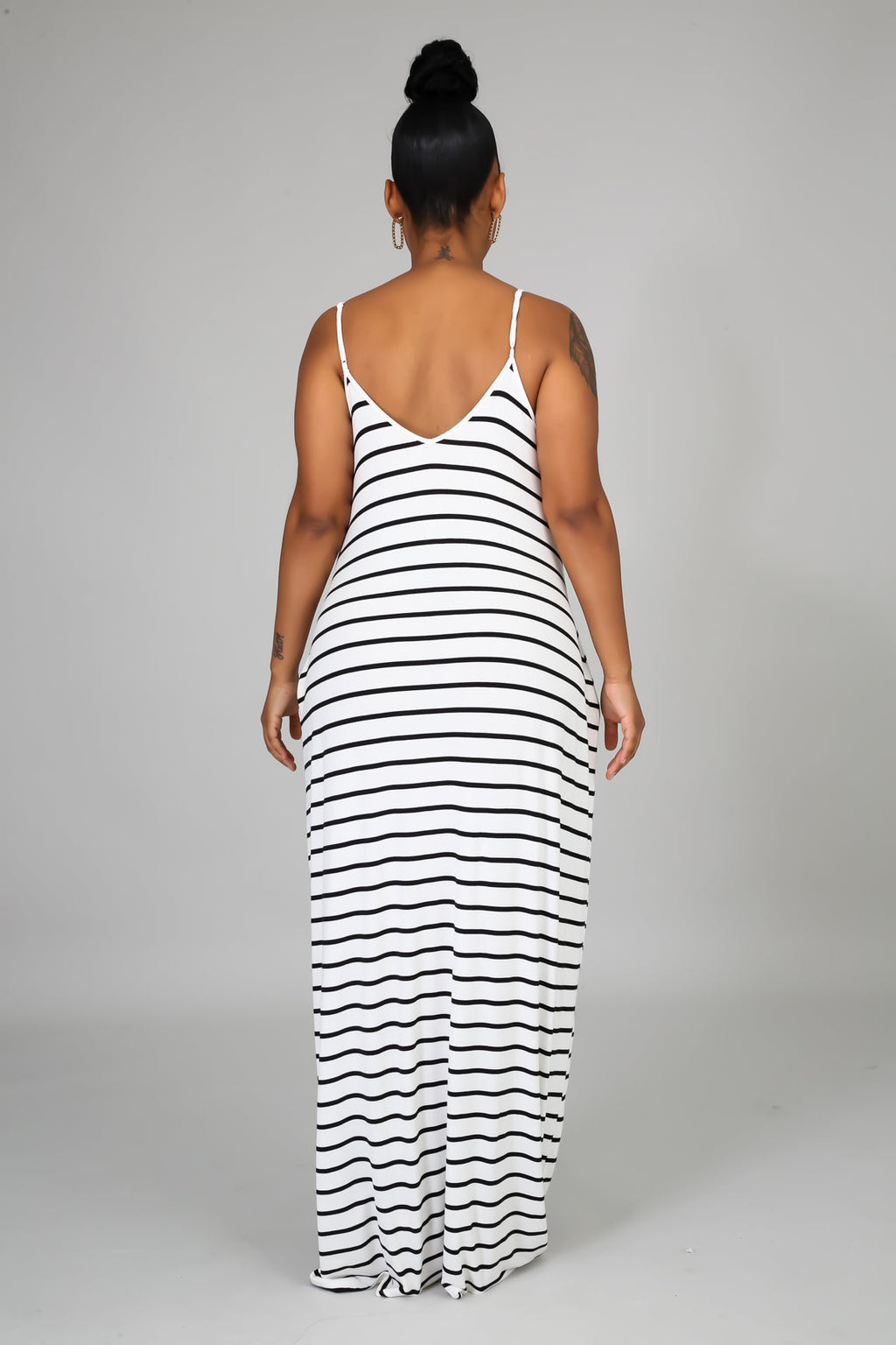 Comfy Loose Pocketed Striped Maxi Dress