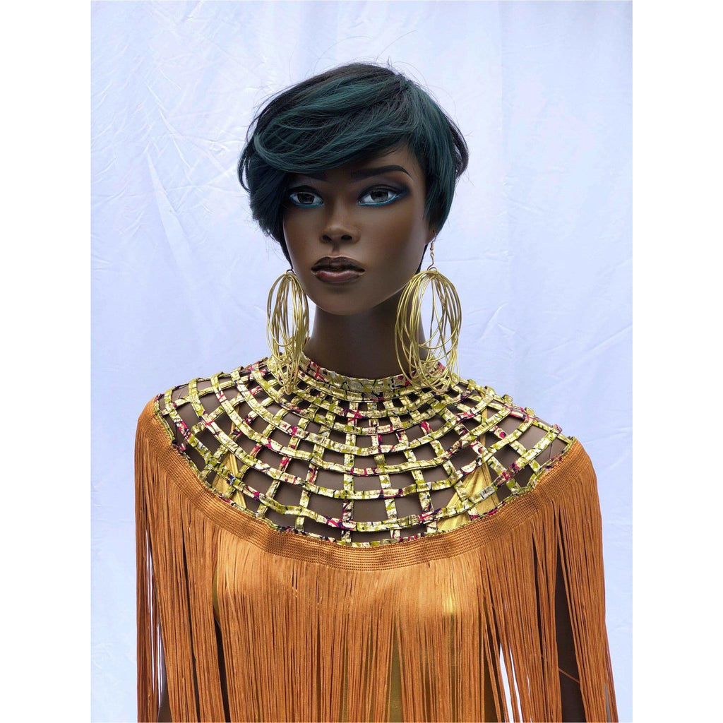 Queen Ankara Laced /Laticed Long Fringe Cape