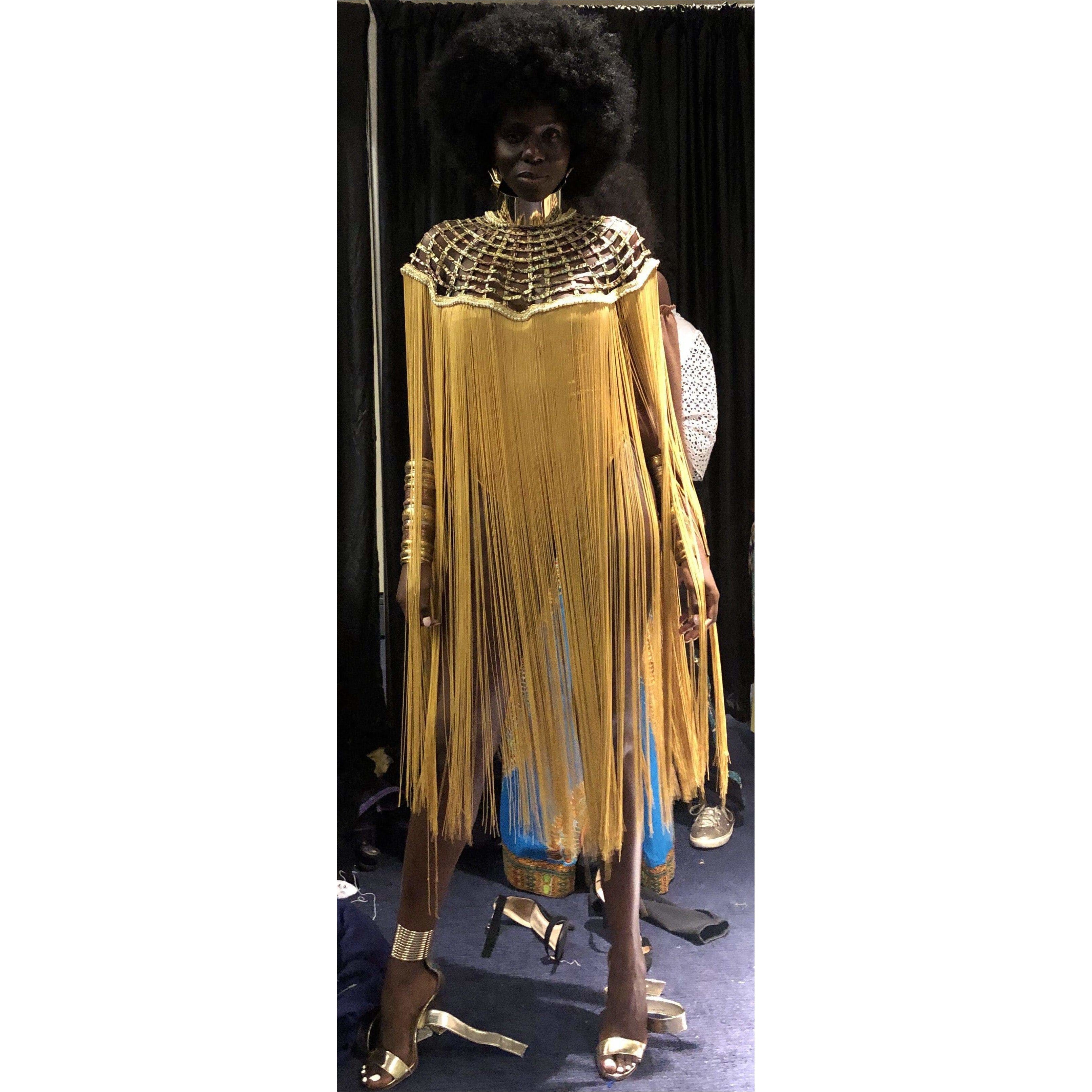 Queen Ankara Laced /Laticed Long Fringe Cape