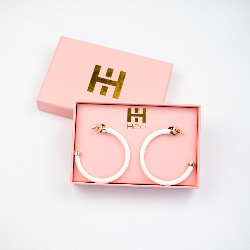 White Hoop Earrings