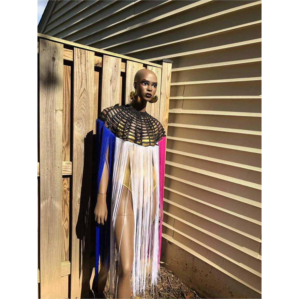 Queen Ankara Laced /Laticed Long Fringe Cape
