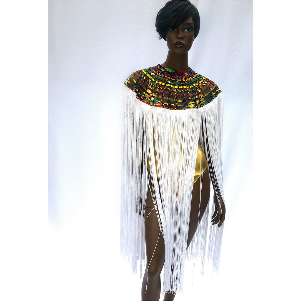 Queen Ankara Laced /Laticed Long Fringe Cape