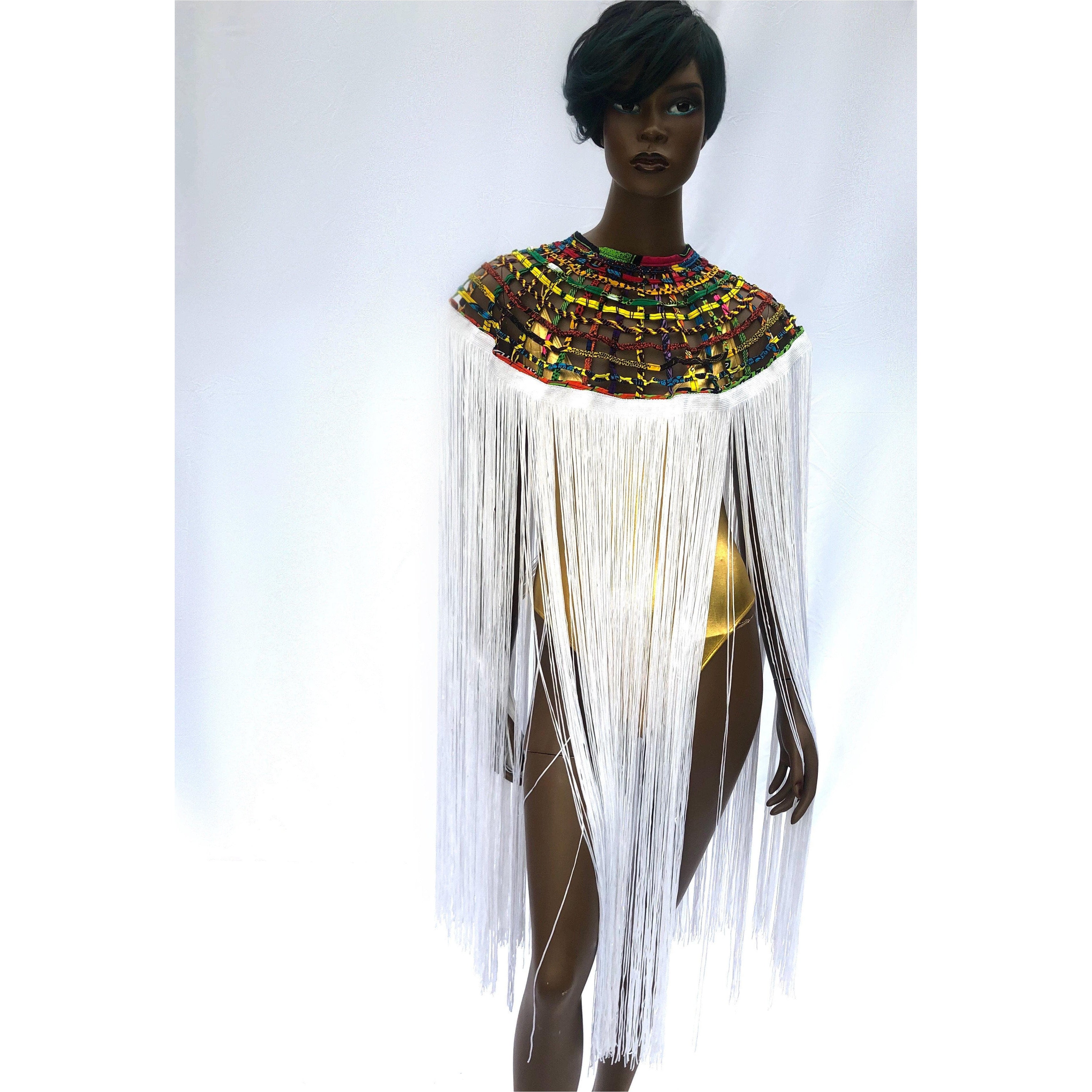 Queen Ankara Laced /Laticed Long Fringe Cape