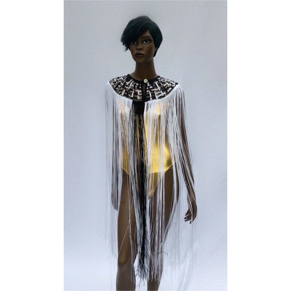 Queen Ankara Laced /Laticed Long Fringe Cape