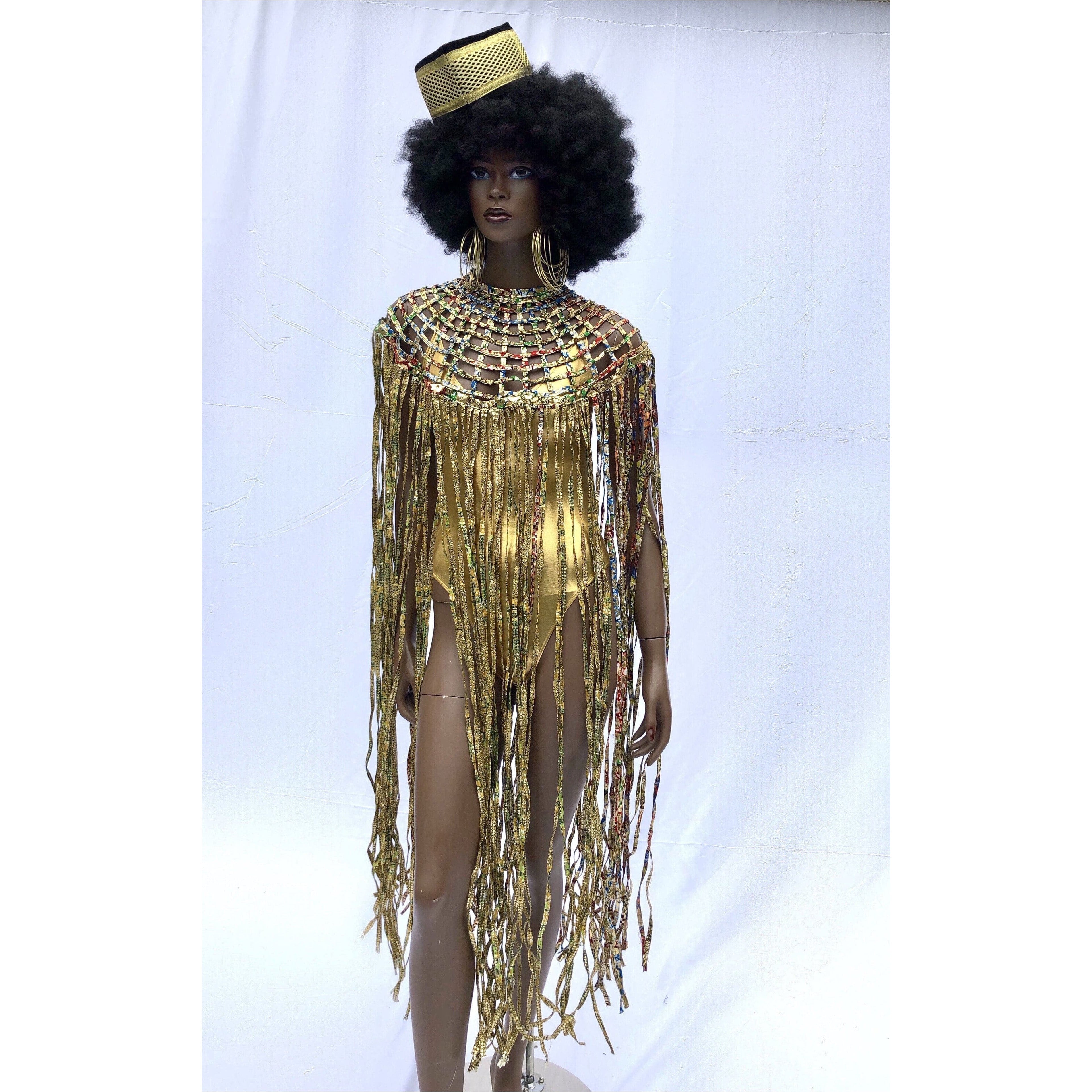 Queen Ankara Laced /Laticed Long Fringe Cape