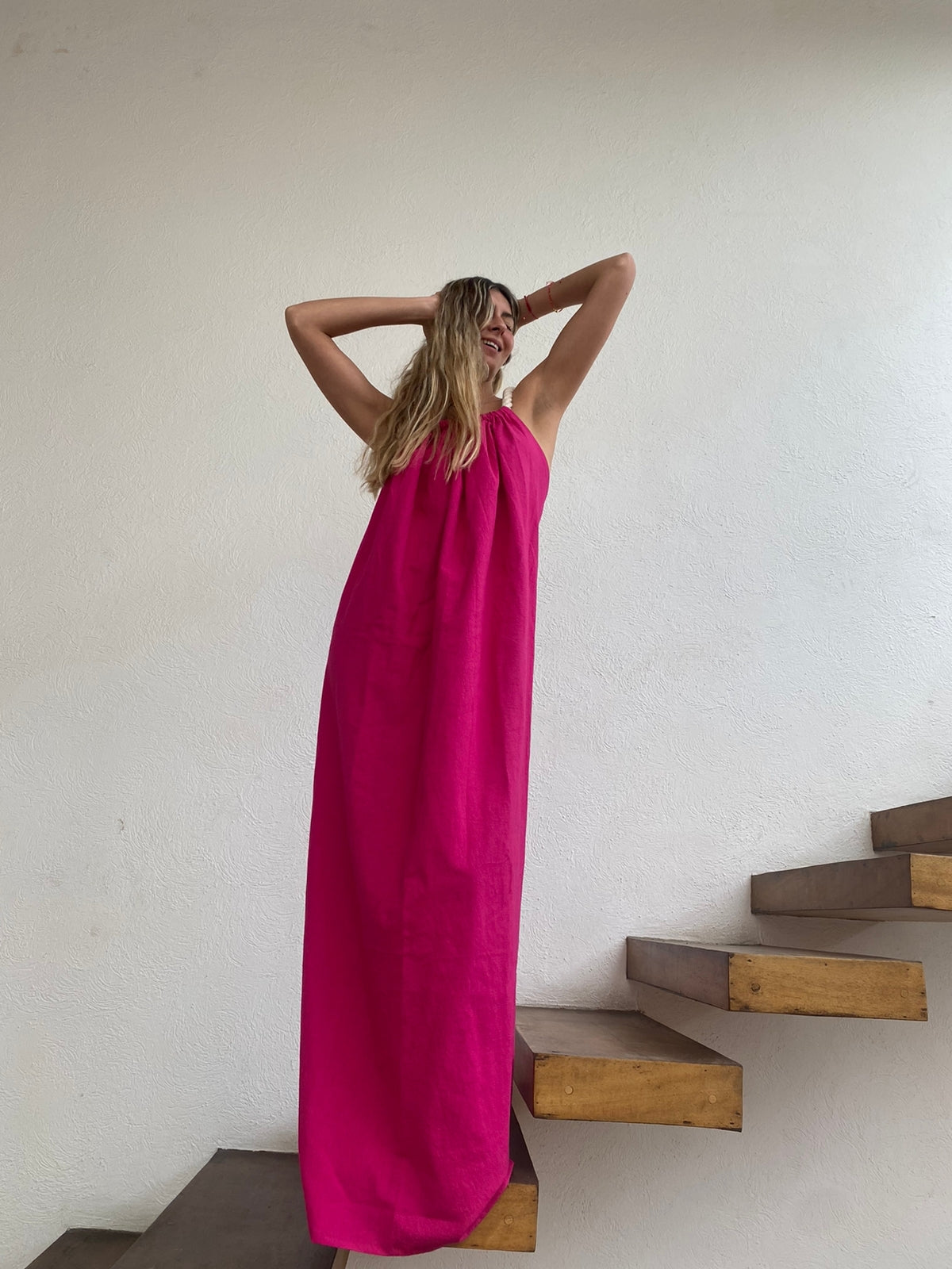 Handmade Backless Maxi Beach Dress ZOE, Organic Cotton