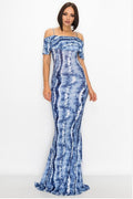 Blue &White Tie Dye Maxi Dress