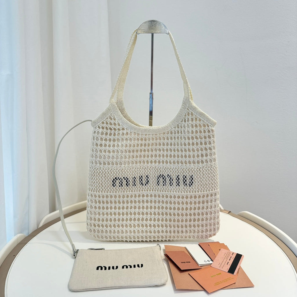 Miu' beach tote bag white canvas