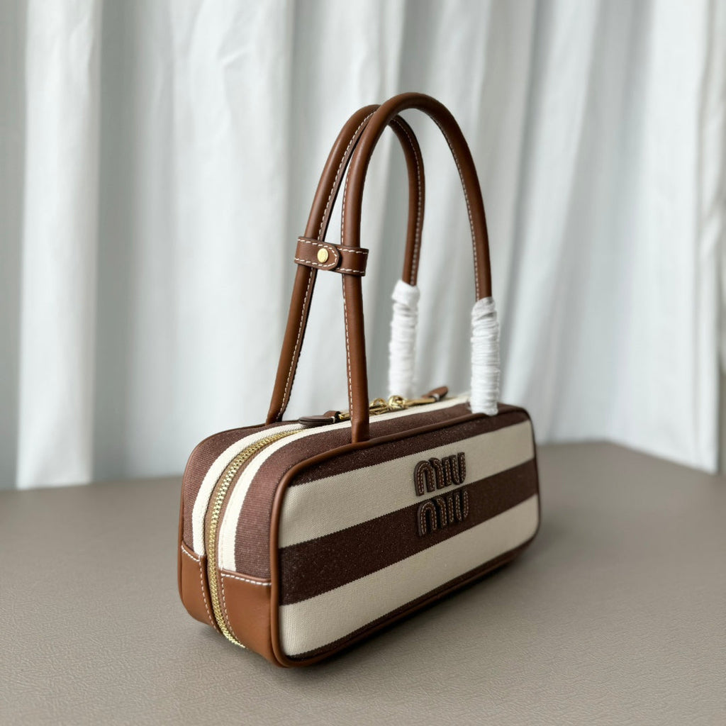 Miumiu large shoulder bag striped canvas