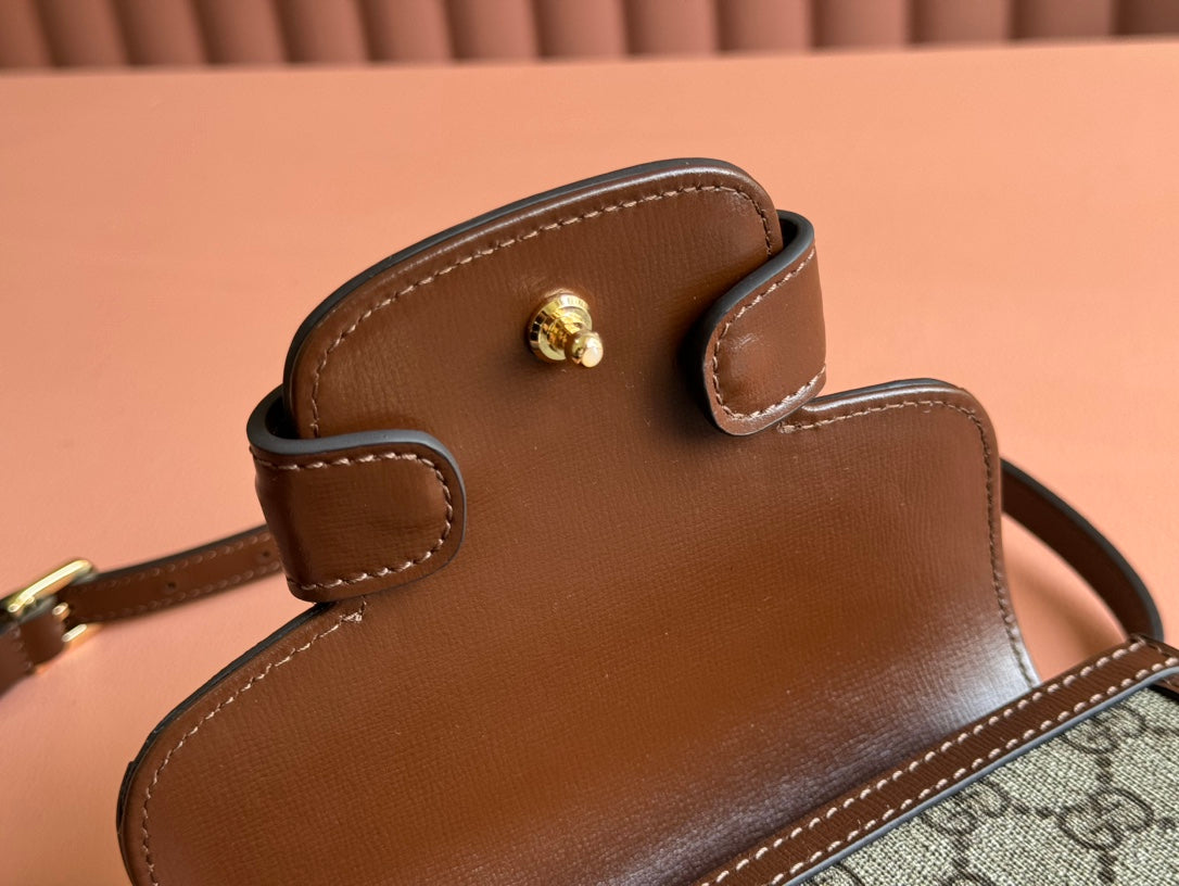 Gucci Horsebit Bag Ebony Mix Brown Leather 239810