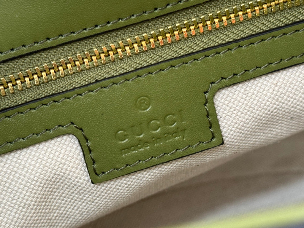 Gucci 73 Mini 20cm Bucket Bag Green Suede Leather 244449