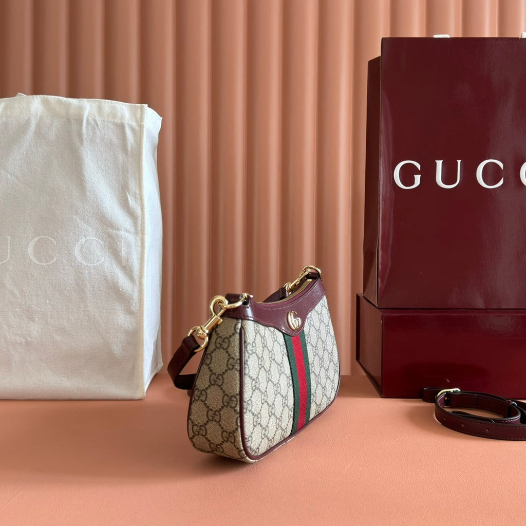 Gucci Ophidia 26cm Bag Ebony Red Canvas 255297