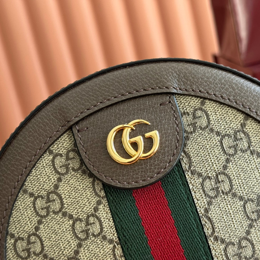 GG 2025 Round Bag Ebony mix Colors Canvas Leather 273587