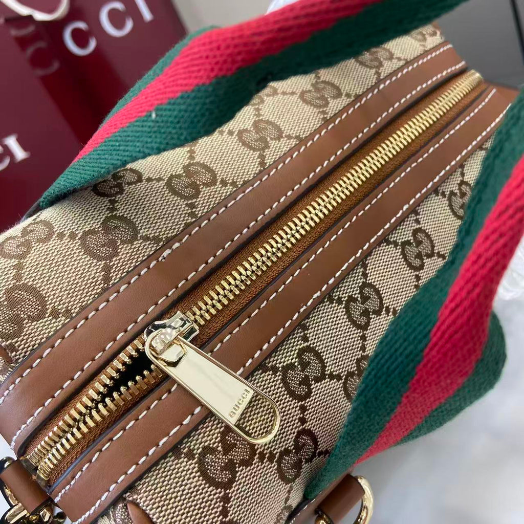 Gucci 25 GG Handbag Beige mix Brown Canvas Leather 288802