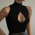 In Harmony Knitted Cut-Out Black Top